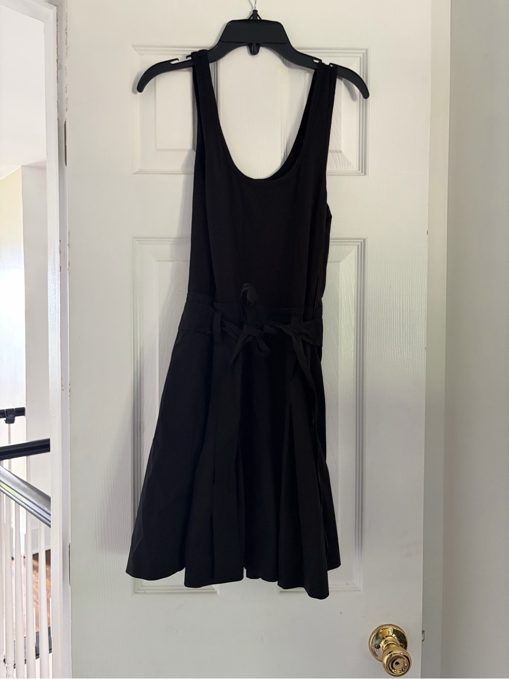 Theory Black Sleeveless Tie-Waist Mini Dress